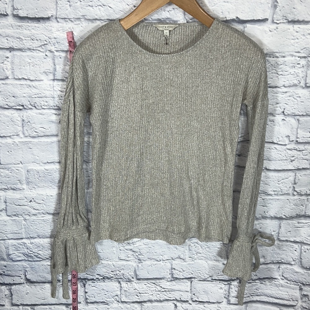 Lucky Brand women's fashion knit tie sleeve rib pullover top - Picture 8 of 14